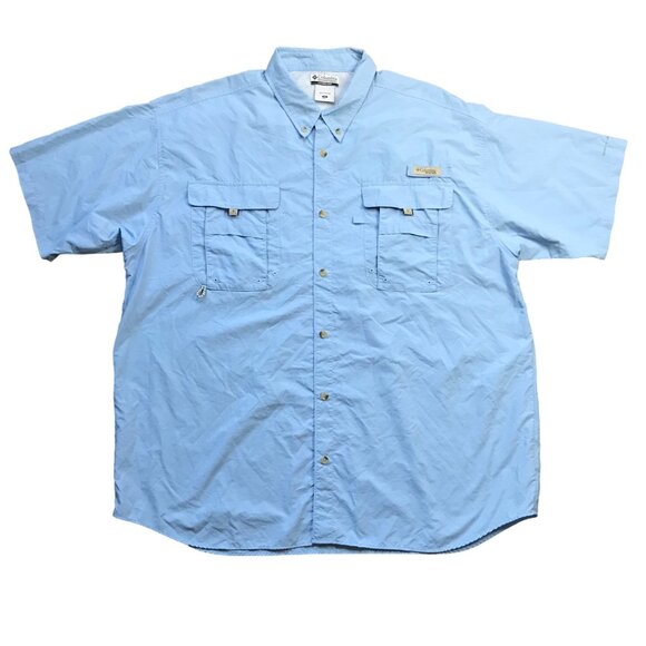Columbia PFG Omni-Shade Fishing Shirt Men's Size 2X UPF 30+ Blue‎ Short Sleeve - Picture 1 of 9